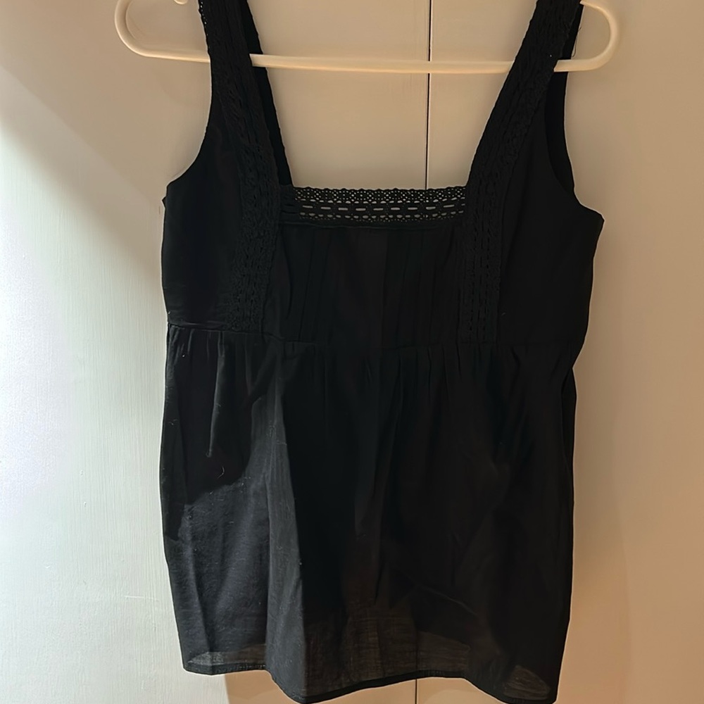 Open back black linen top